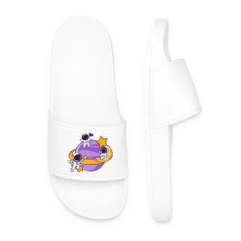 Astronaut team in space moon sphere - Men’s Pool Sliders - white - Front