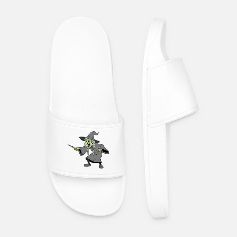 Hexe mit Holzzweigstab - Männer Badelatschen - Weiß