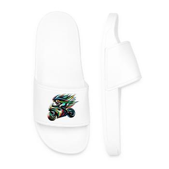 Colorful Flow Moto Illustration - Men’s Pool Sliders - white - Front