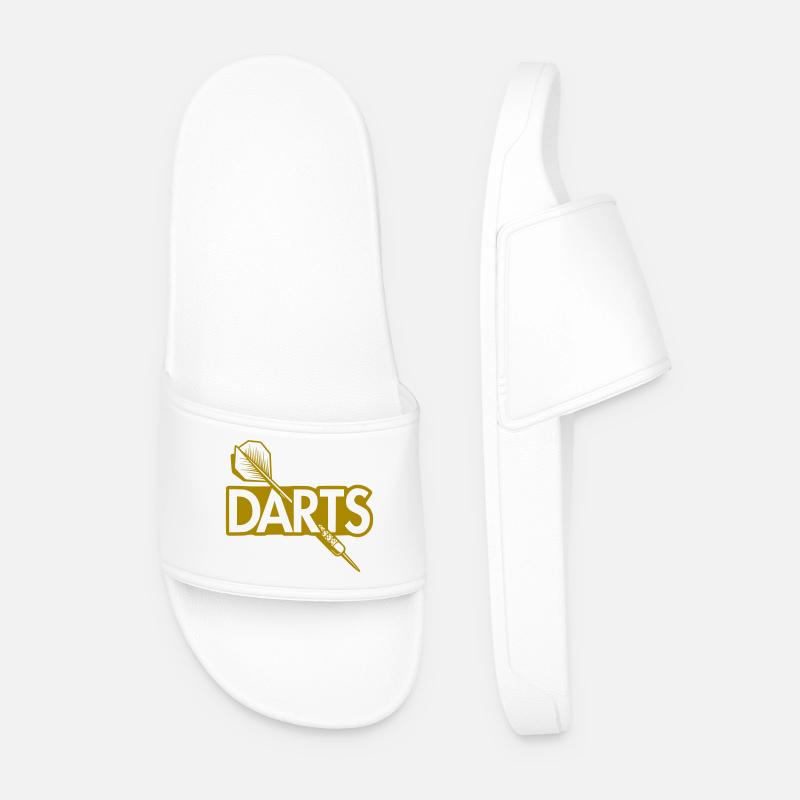 Darts Dartpfeil durch Schrift Logo - Männer Badelatschen - Weiß