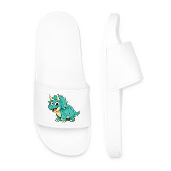 Triceratops Dino Comic - Men’s Pool Sliders - white - Front
