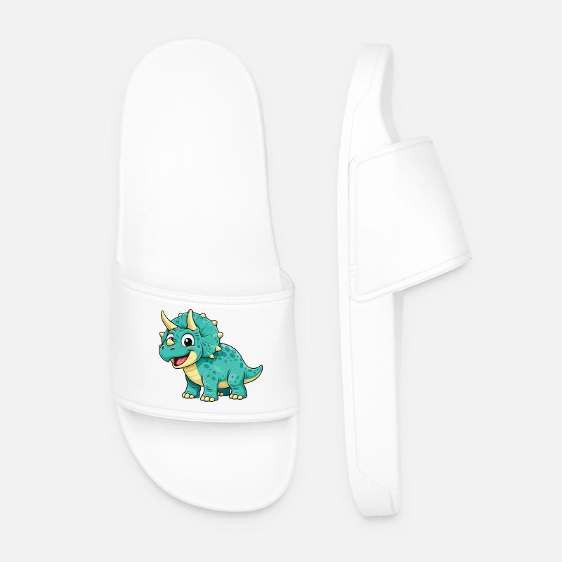 Triceratops Dino Comic - Men’s Pool Sliders - white