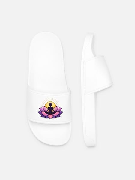 Sunrise Lotus Meditation - Men’s Pool Sliders - white