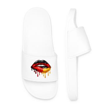 German Girl Deutschland Flagge Lippen Fußball - Männer Badelatschen - Weiß - Vorne