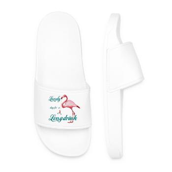 Flamant rose avec longue boisson rétro - Claquettes Homme - blanc - Devant