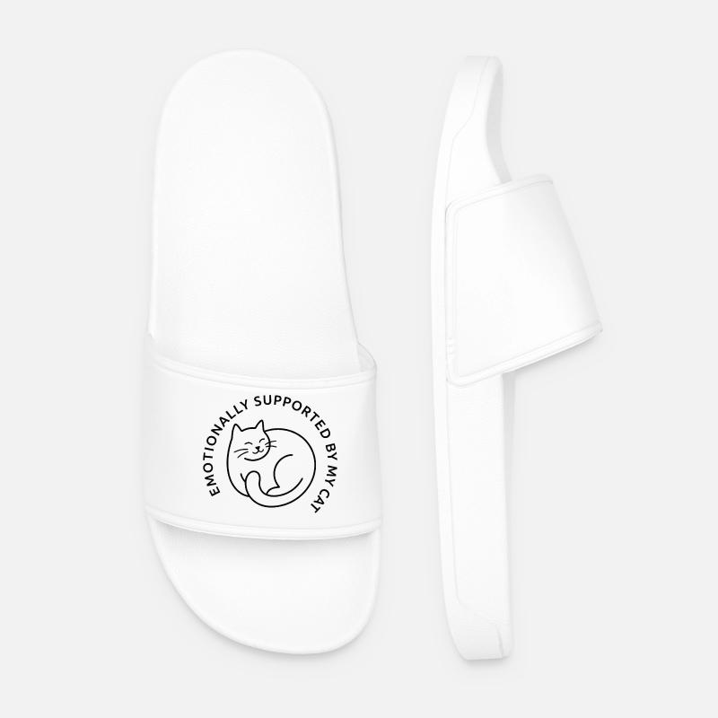 Cat happiness as emotional support - Men’s Pool Sliders - white