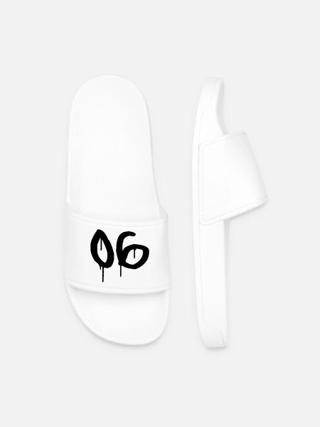 Number 06 Urban Graffiti Style - Men’s Pool Sliders - white