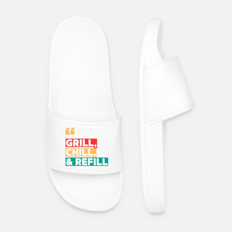 Grill, Chill & Refill - Men’s Pool Sliders - white
