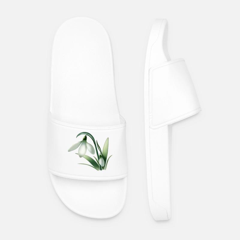 Winter Anemone – White Flower Graphic - Men’s Pool Sliders - white
