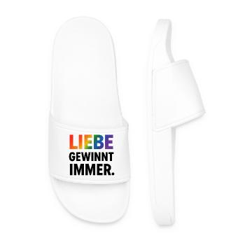 Regenbogen Spruch Liebe Gewinnt Immer - Männer Badelatschen - Weiß - Vorne
