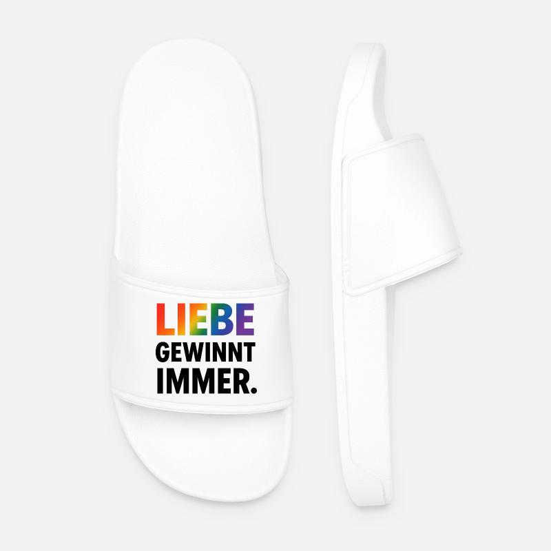 Regenbogen Spruch Liebe Gewinnt Immer - Männer Badelatschen - Weiß