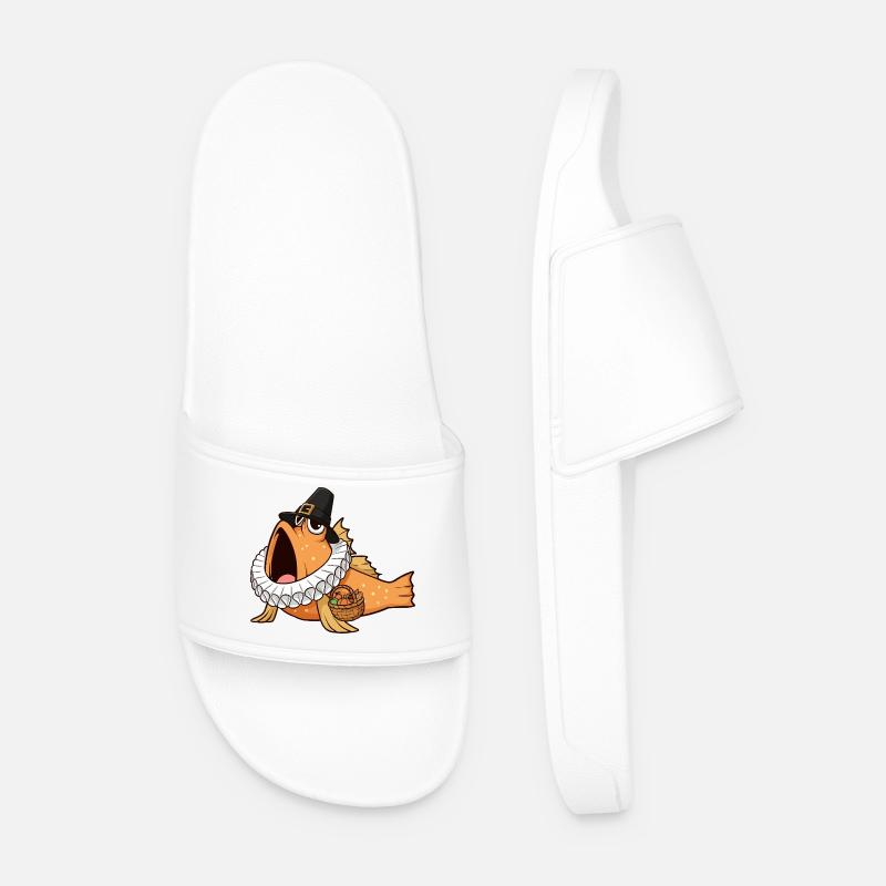 Kawaii Mudskipper – Thanksgiving - Men’s Pool Sliders - white