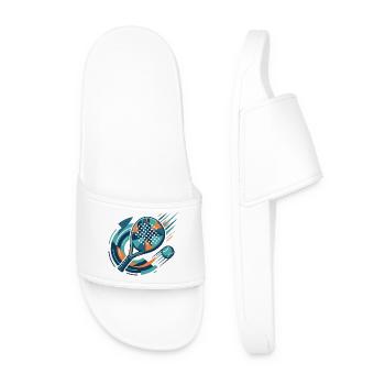 Padel Tennis Retro Sports Design - Men’s Pool Sliders - white - Front