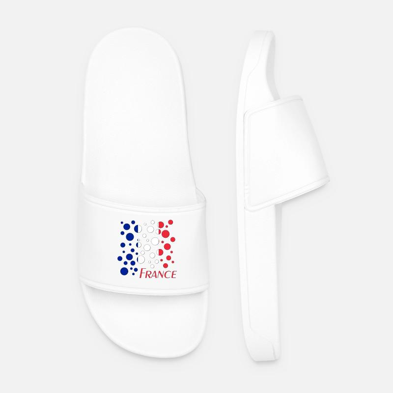 France Dot Pattern Flag - Men’s Pool Sliders - white