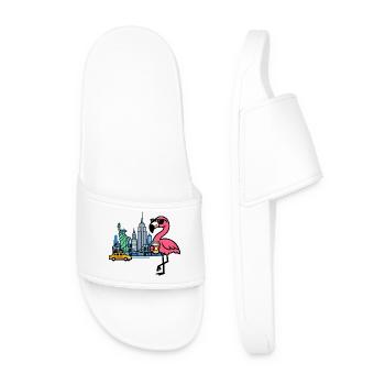 Flamant rose rencontre New York – Pause café - Claquettes Homme - blanc - Devant