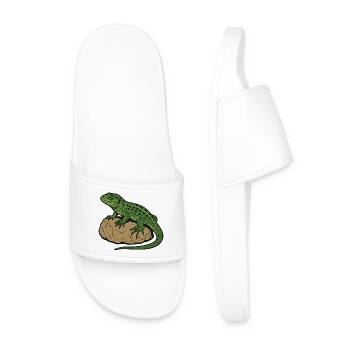 Lizard on stone - Men’s Pool Sliders - white - Front