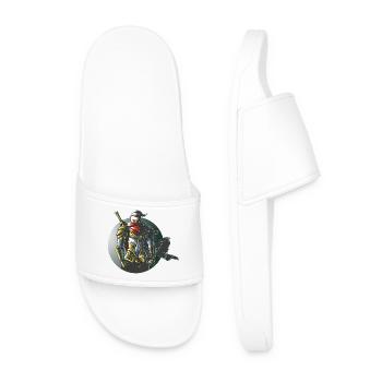 Warrior Ninja Samurai Gaming Design - Men’s Pool Sliders - white - Front
