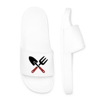 Garden Tool Shovel Icon - Men’s Pool Sliders - white - Front
