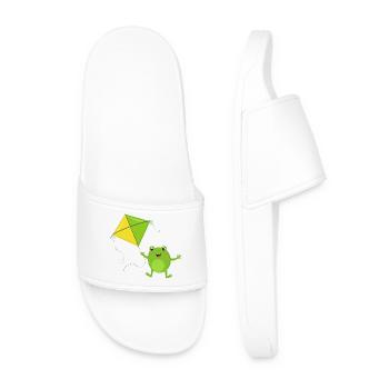 Une grenouille verte fait voler un cerf-volant – Fu - Claquettes Homme - blanc - Devant