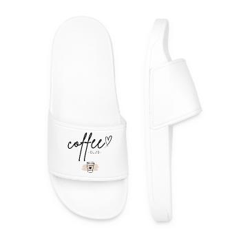 Coffee Club | Minimal Coffee Design - Men’s Pool Sliders - white - Front