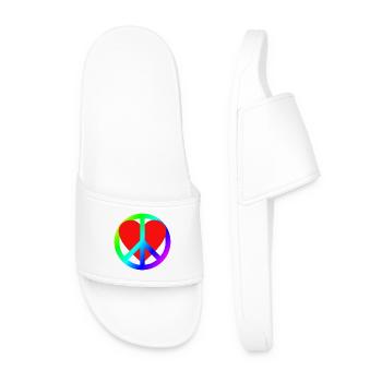Herz Frieden Regenbogen Symbol - Männer Badelatschen - Weiß - Vorne