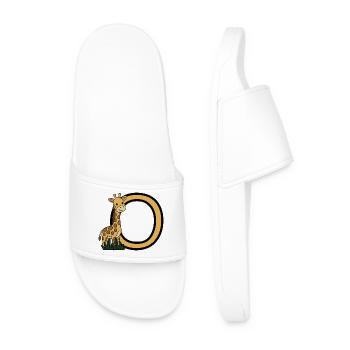 Giraffe and Oval Letter O Cartoon Design - Men’s Pool Sliders - white - Front