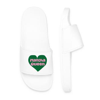 Matcha Queen Heart Design - Men’s Pool Sliders - white - Front