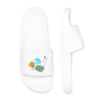Lineart Snail with Pastel Shapes - Men’s Pool Sliders - white - Front