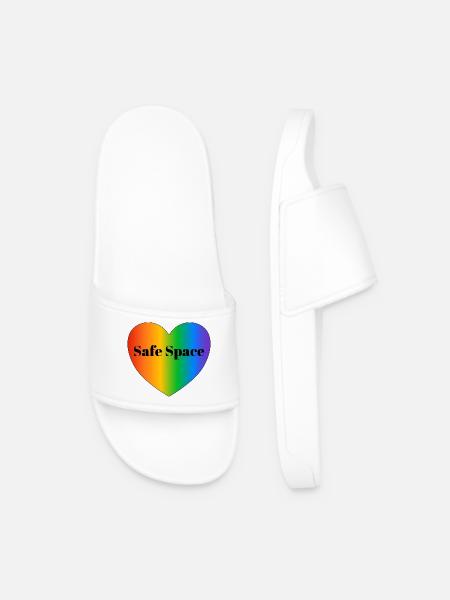 Safe space LGBT pride flag - Men’s Pool Sliders - white