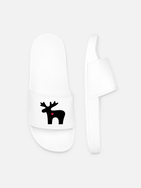 Elch Herz Liebe Silhouette Weihnachten - Männer Badelatschen - Weiß