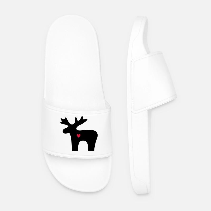 Elch Herz Liebe Silhouette Weihnachten - Männer Badelatschen - Weiß