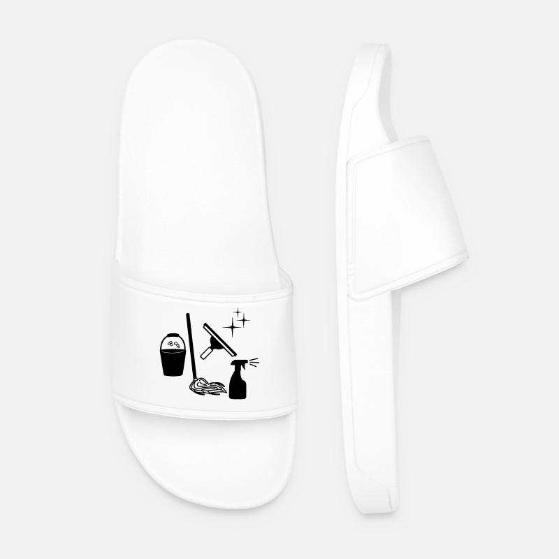 Cleaner window cleaner logo - Men’s Pool Sliders - white