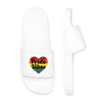 Pride Vibes Heart Design - Men’s Pool Sliders - white - Front