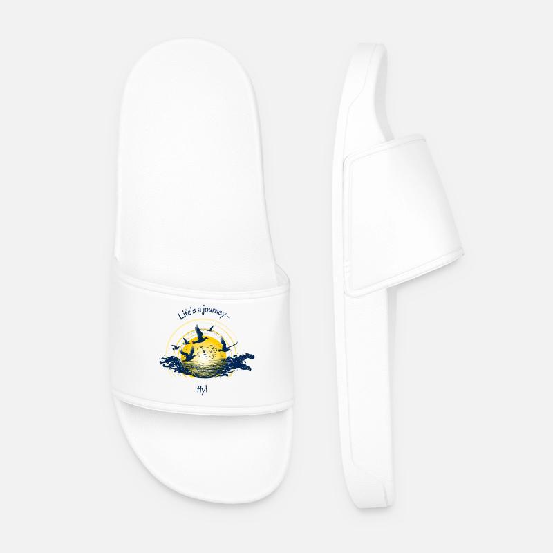 Life‘s a journey- Fly! - Männer Badelatschen - Weiß