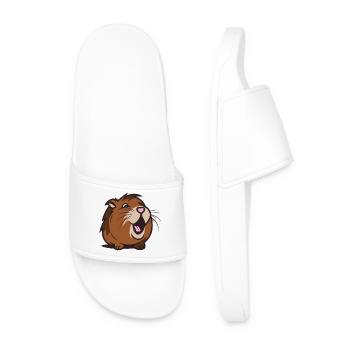 Cheerful Capybara / Guinea Pig / Hamster – Heart - Men’s Pool Sliders - white - Front