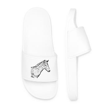 Chevaux T-shirt Cadeau Cavalier - Claquettes Homme - blanc - Devant