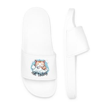 chat qui dort, humour drôle de chat - Claquettes Homme - blanc - Devant