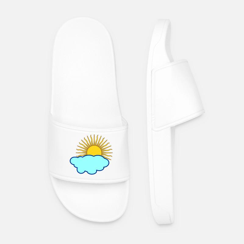 Sonne hinter Wolke - Männer Badelatschen - Weiß
