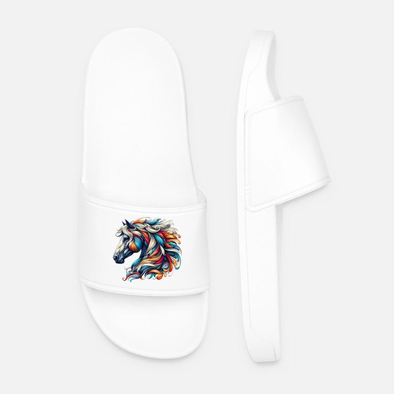 Horse - Men’s Pool Sliders - white