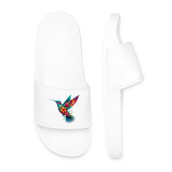 Colibri décoré de fleurs - Claquettes Homme - blanc - Devant