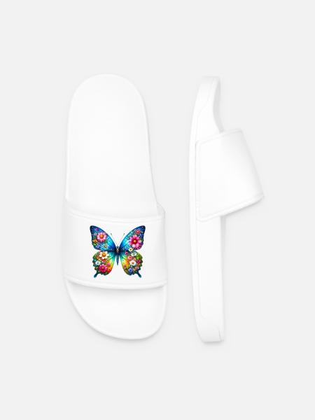 Fleurs de fleurs de papillon - Claquettes Homme - blanc