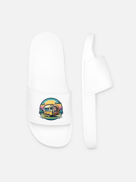 Camping Camper Caravan - Men’s Pool Sliders - white