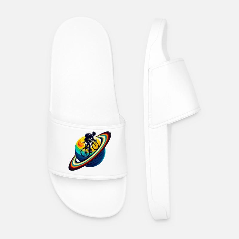 Cyclist on Saturn - Men’s Pool Sliders - white