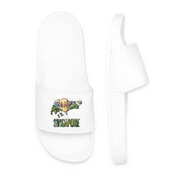 Watercolor Map Singapore - Men’s Pool Sliders - white - Front