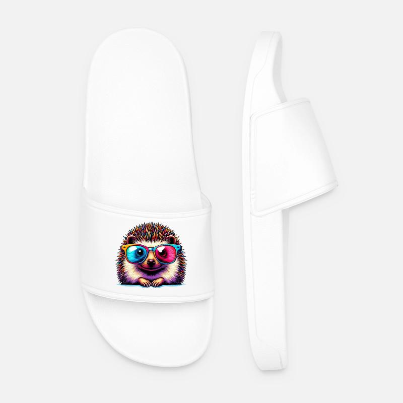 Hedgehog with sunglasses - Men’s Pool Sliders - white