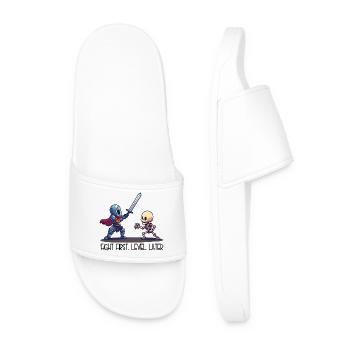 First Fight, Level Later – Knight vs Skeleton - Men’s Pool Sliders - white - Front