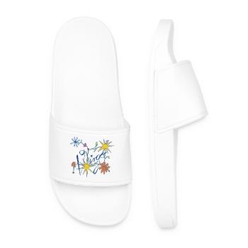 Virgo – Playful Zodiac Illustration - Men’s Pool Sliders - white - Front