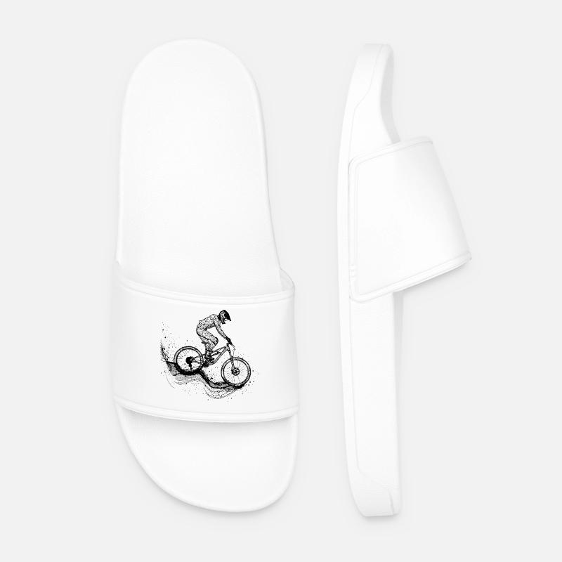 Radfahrer Line Art - Männer Badelatschen - Weiß