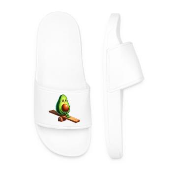 Avocat mignon balançoire terrain de jeu bande dessinée végétalien - Claquettes Homme - blanc - Devant
