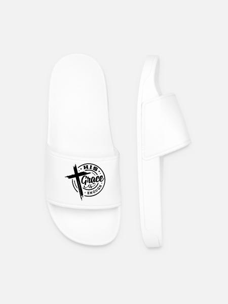 His Grace Is Enough Christian Cross - Men’s Pool Sliders - white